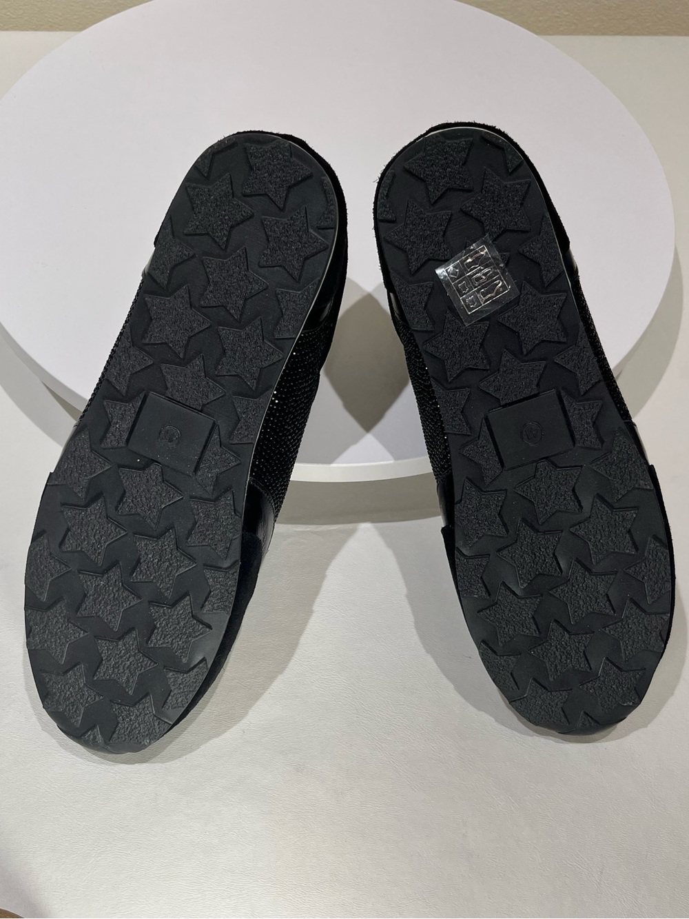 Luvishoes Bonia Black Rhinestone Crystal Suede Leather Sneakers NEW - Picture 6 of 9